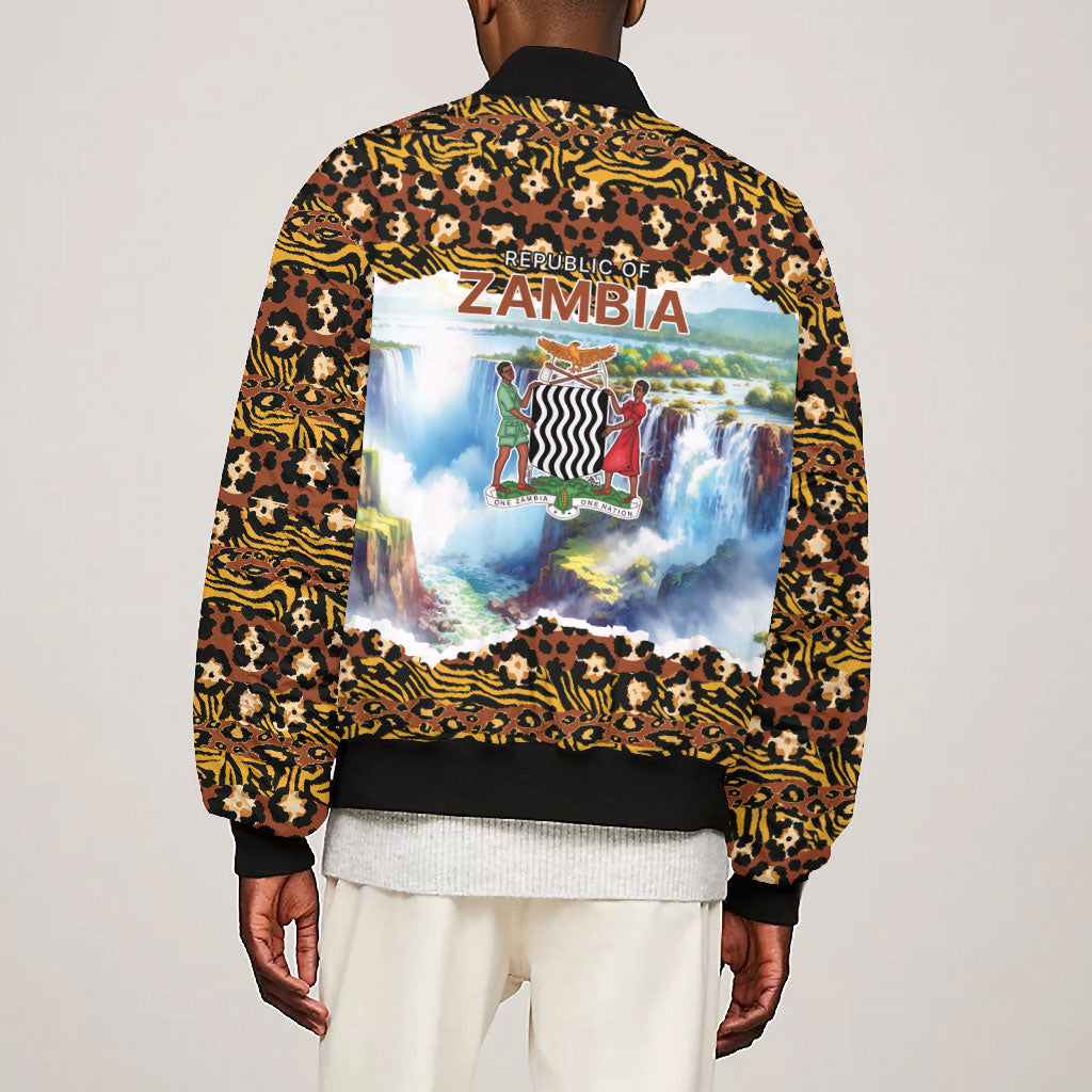 Zambian Heritage Independence 1964 Bomber Jacket Traditional African Seamless Pattern