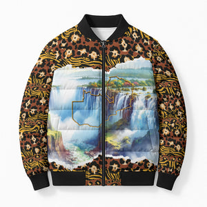 Zambian Heritage Independence 1964 Bomber Puffer Jacket Traditional African Seamless Pattern