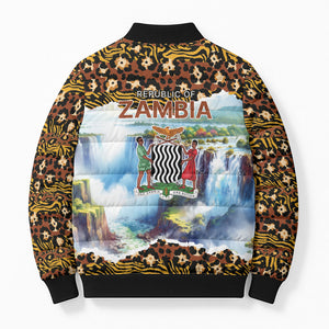 Zambian Heritage Independence 1964 Bomber Puffer Jacket Traditional African Seamless Pattern