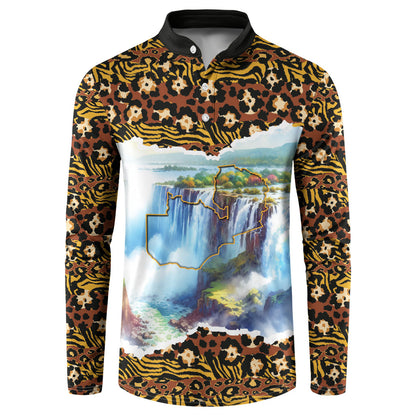 Zambian Heritage Independence 1964 Button Sweatshirt Traditional African Seamless Pattern