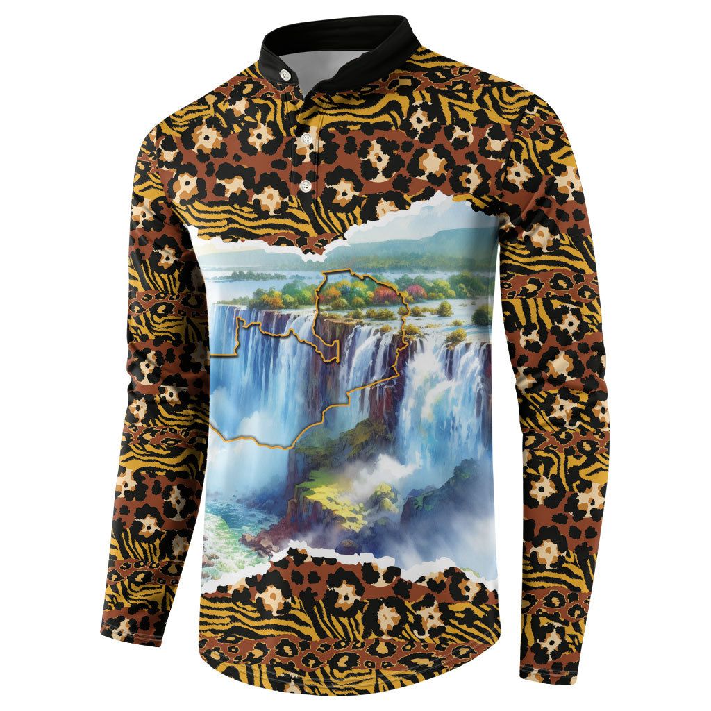 Zambian Heritage Independence 1964 Button Sweatshirt Traditional African Seamless Pattern