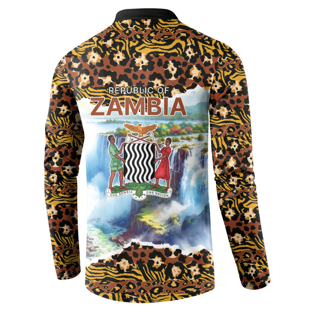 Zambian Heritage Independence 1964 Button Sweatshirt Traditional African Seamless Pattern