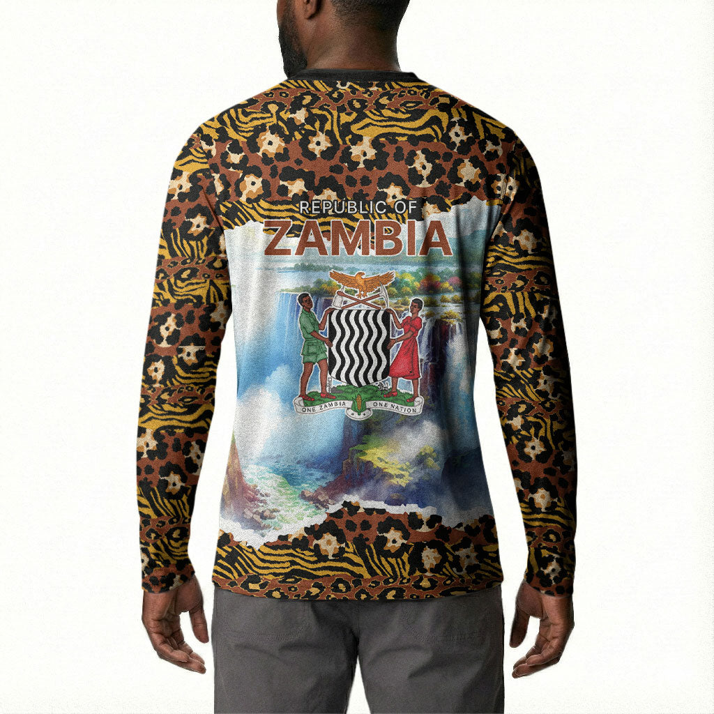 Zambian Heritage Independence 1964 Button Sweatshirt Traditional African Seamless Pattern