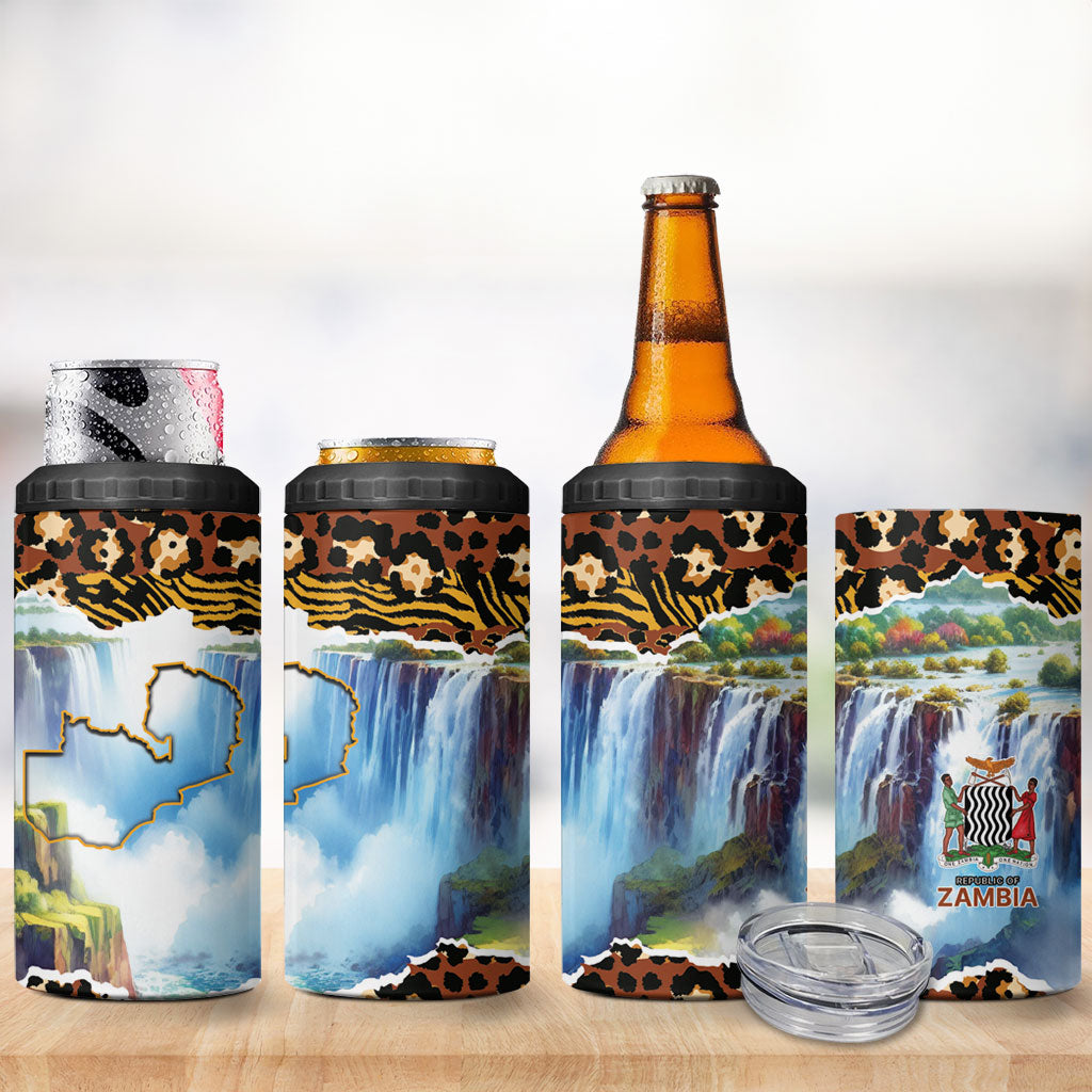 Zambian Heritage Independence 1964 4 in 1 Can Cooler Tumbler Traditional African Seamless Pattern