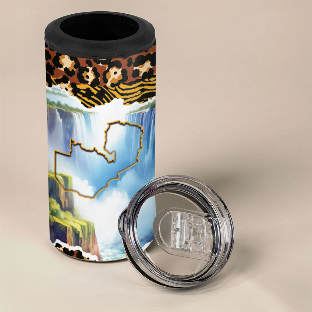 Zambian Heritage Independence 1964 4 in 1 Can Cooler Tumbler Traditional African Seamless Pattern