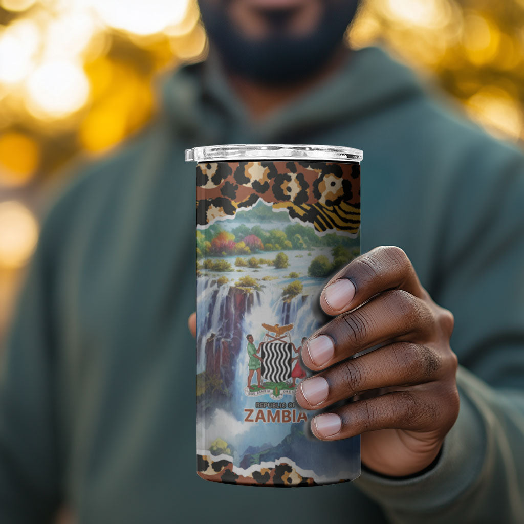 Zambian Heritage Independence 1964 4 in 1 Can Cooler Tumbler Traditional African Seamless Pattern