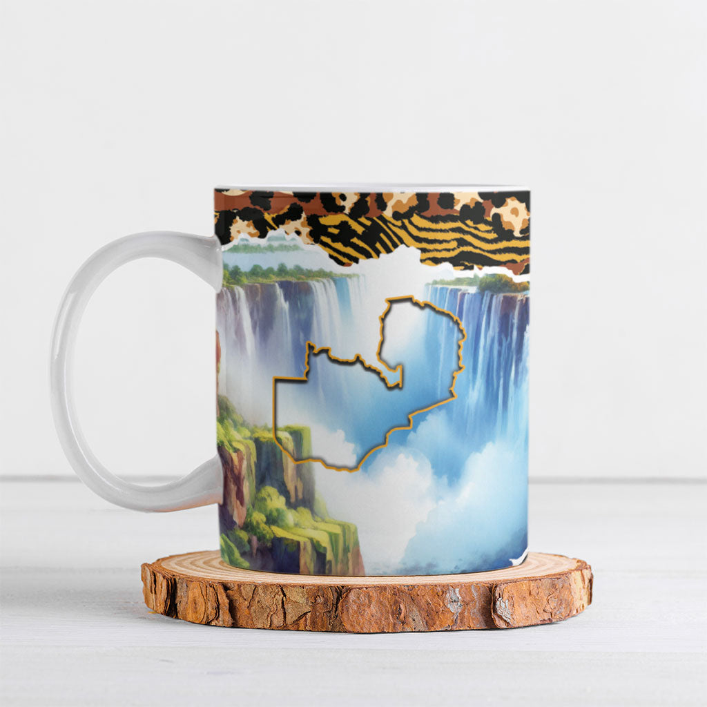 Zambian Heritage Independence 1964 Ceramic Mug Traditional African Seamless Pattern