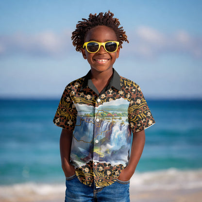Zambian Heritage Independence 1964 Kid Hawaiian Shirt Traditional African Seamless Pattern