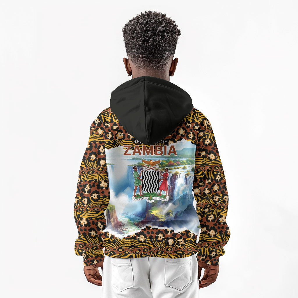 Zambian Heritage Independence 1964 Kid Hoodie Traditional African Seamless Pattern