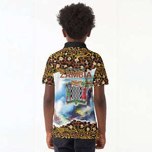 Zambian Heritage Independence 1964 Kid Polo Shirt Traditional African Seamless Pattern
