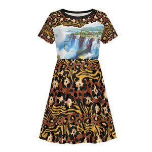 Zambian Heritage Independence 1964 Kid Short Sleeve Dress Traditional African Seamless Pattern