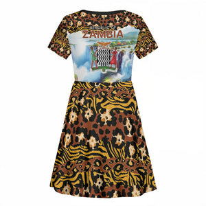 Zambian Heritage Independence 1964 Kid Short Sleeve Dress Traditional African Seamless Pattern