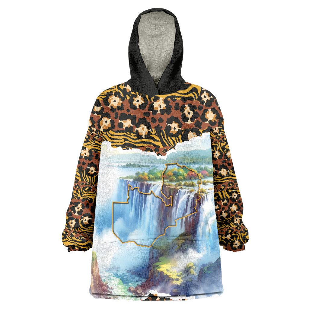 Zambian Heritage Independence 1964 Kid Wearable Blanket Hoodie Traditional African Seamless Pattern