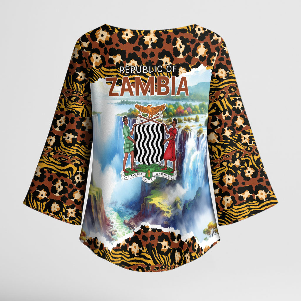Zambian Heritage Independence 1964 Kimono Sleeve Blouse Traditional African Seamless Pattern