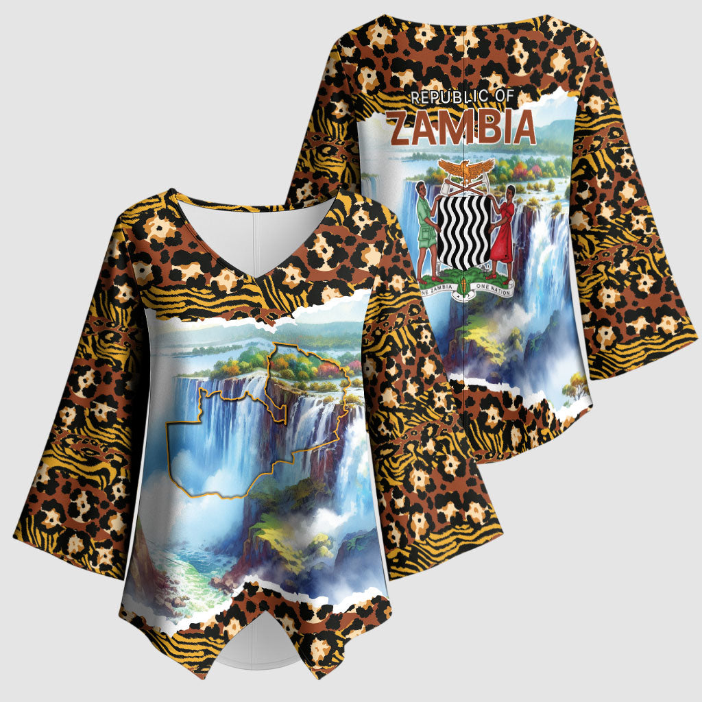 Zambian Heritage Independence 1964 Kimono Sleeve Blouse Traditional African Seamless Pattern
