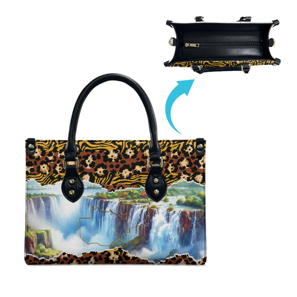 Zambian Heritage Independence 1964 Leather Bag Traditional African Seamless Pattern