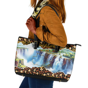 Zambian Heritage Independence 1964 Leather Tote Bag Traditional African Seamless Pattern