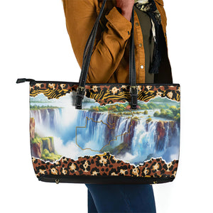Zambian Heritage Independence 1964 Leather Tote Bag Traditional African Seamless Pattern