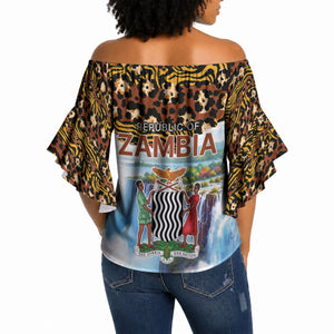 Zambian Heritage Independence 1964 Off Shoulder Wrap Waist Top Traditional African Seamless Pattern