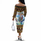 Zambian Heritage Independence 1964 Off The Shoulder Long Sleeve Dress Traditional African Seamless Pattern