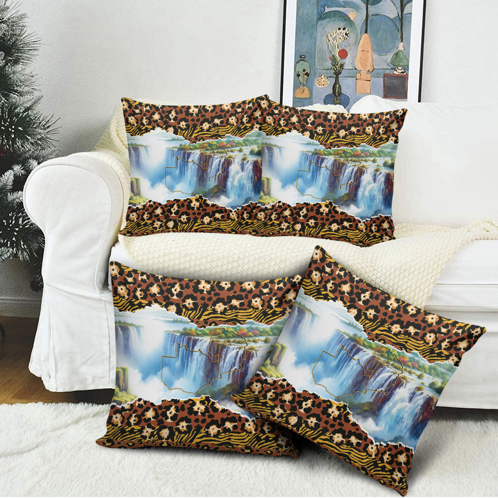 Zambian Heritage Independence 1964 Pillow Cover Traditional African Seamless Pattern