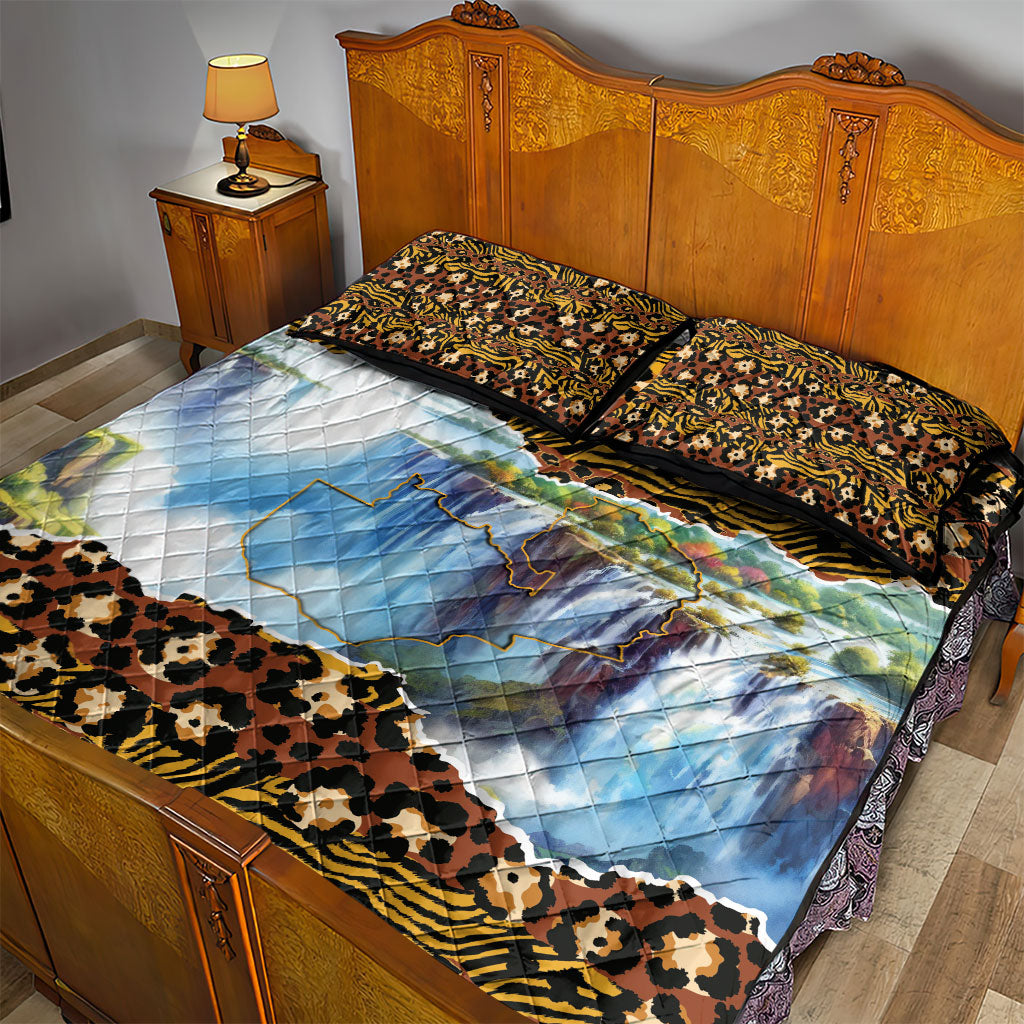 Zambian Heritage Independence 1964 Quilt Bed Set Traditional African Seamless Pattern