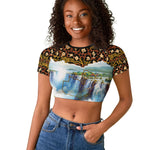 Zambian Heritage Independence 1964 Raglan Cropped T shirt Traditional African Seamless Pattern