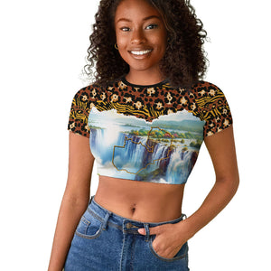 Zambian Heritage Independence 1964 Raglan Cropped T shirt Traditional African Seamless Pattern