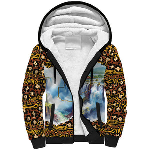 Zambian Heritage Independence 1964 Sherpa Hoodie Traditional African Seamless Pattern