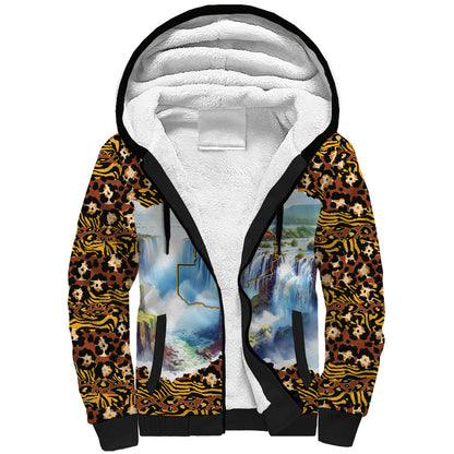Zambian Heritage Independence 1964 Sherpa Hoodie Traditional African Seamless Pattern