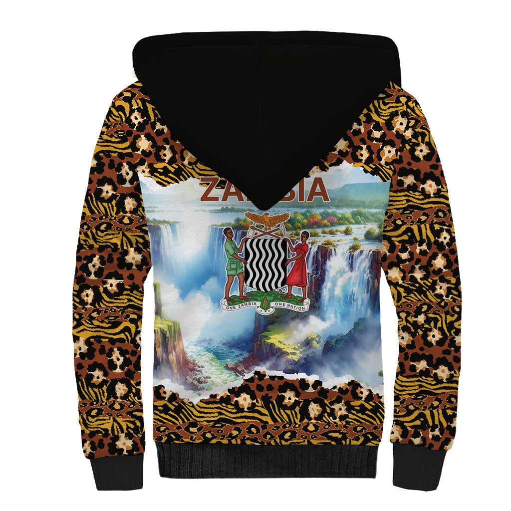 Zambian Heritage Independence 1964 Sherpa Hoodie Traditional African Seamless Pattern