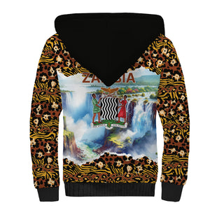 Zambian Heritage Independence 1964 Sherpa Hoodie Traditional African Seamless Pattern