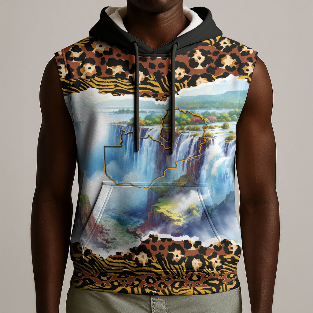 Zambian Heritage Independence 1964 Sleeveless Hoodie Traditional African Seamless Pattern