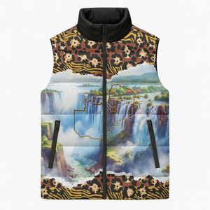 Zambian Heritage Independence 1964 Sleeveless Puffer Jacket Traditional African Seamless Pattern