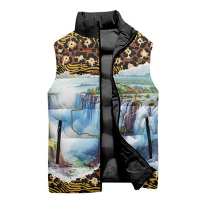 Zambian Heritage Independence 1964 Sleeveless Puffer Jacket Traditional African Seamless Pattern