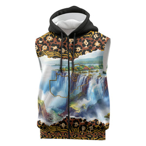 Zambian Heritage Independence 1964 Sleeveless Zip Hoodie Traditional African Seamless Pattern