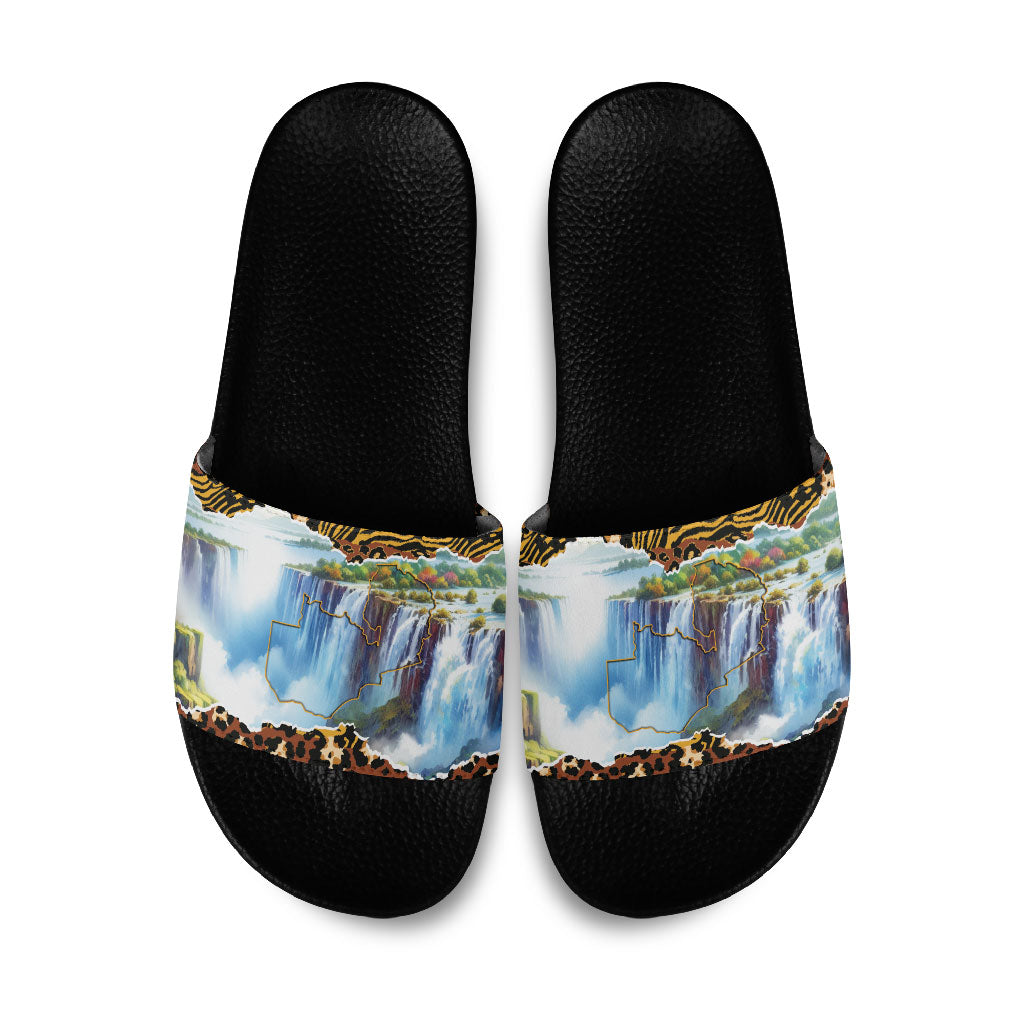 Zambian Heritage Independence 1964 Slide Sandals Traditional African Seamless Pattern