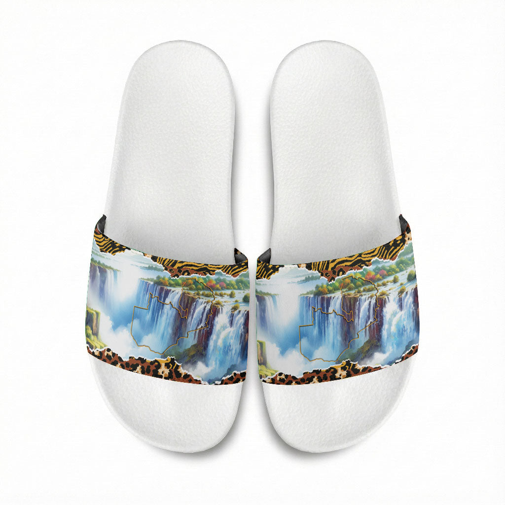 Zambian Heritage Independence 1964 Slide Sandals Traditional African Seamless Pattern