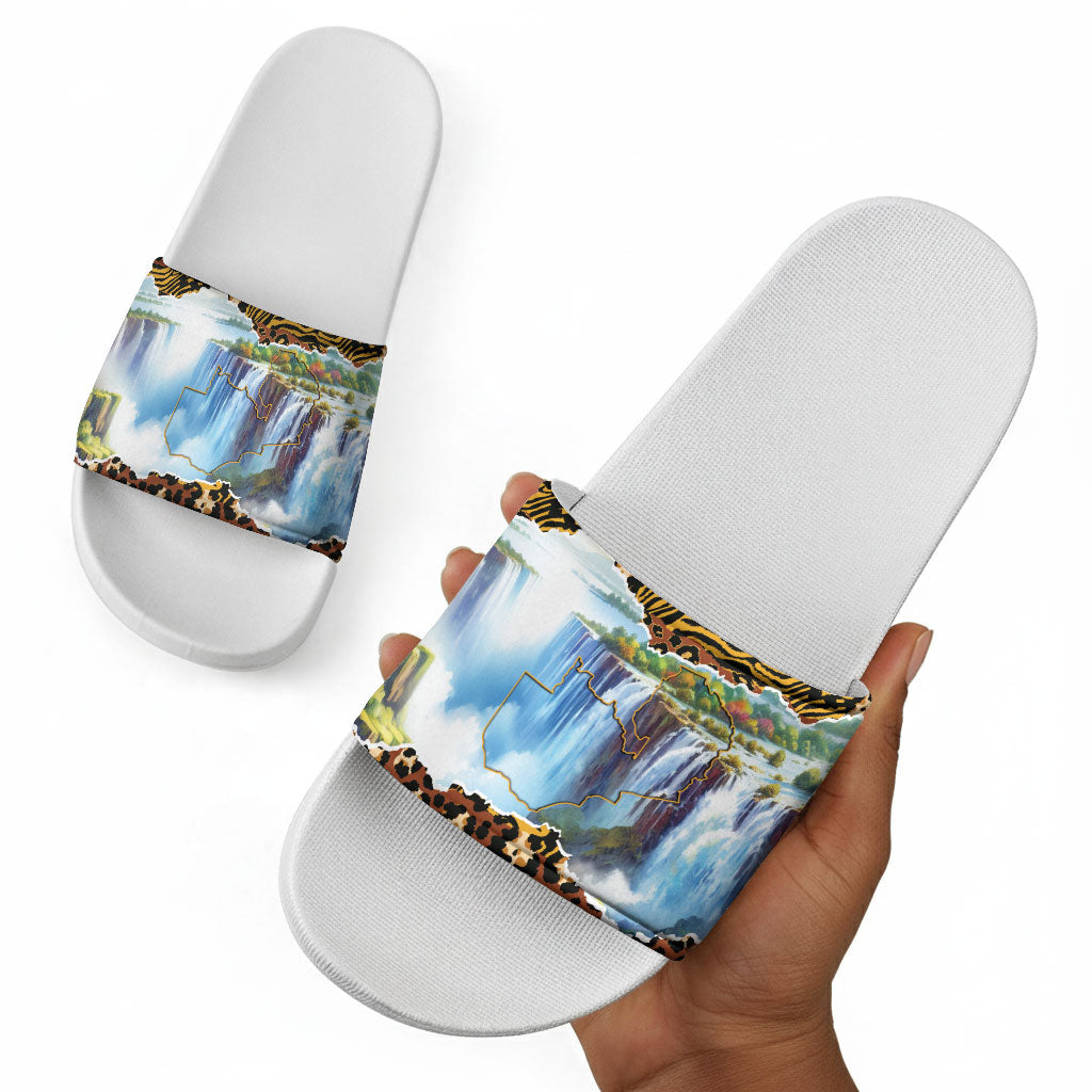 Zambian Heritage Independence 1964 Slide Sandals Traditional African Seamless Pattern