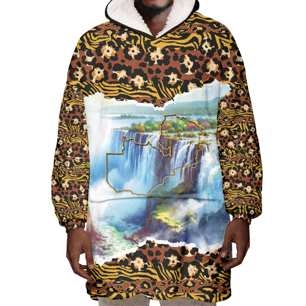 Zambian Heritage Independence 1964 Wearable Blanket Hoodie Traditional African Seamless Pattern