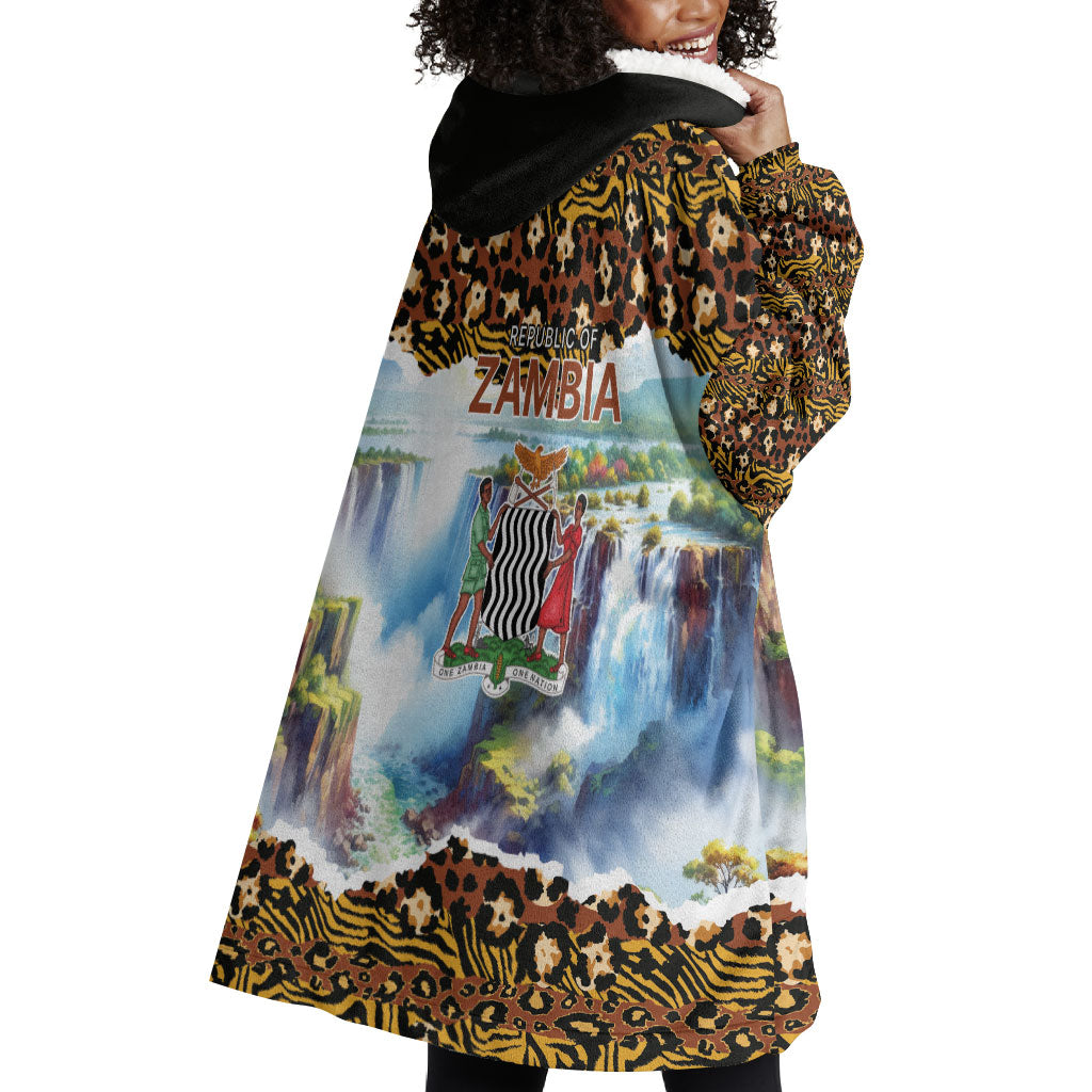 Zambian Heritage Independence 1964 Wearable Blanket Hoodie Traditional African Seamless Pattern