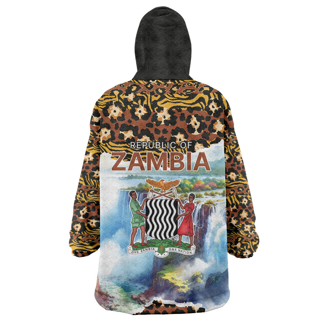Zambian Heritage Independence 1964 Wearable Blanket Hoodie Traditional African Seamless Pattern