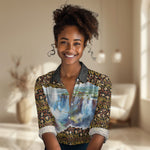 Zambian Heritage Independence 1964 Women Casual Shirt Traditional African Seamless Pattern