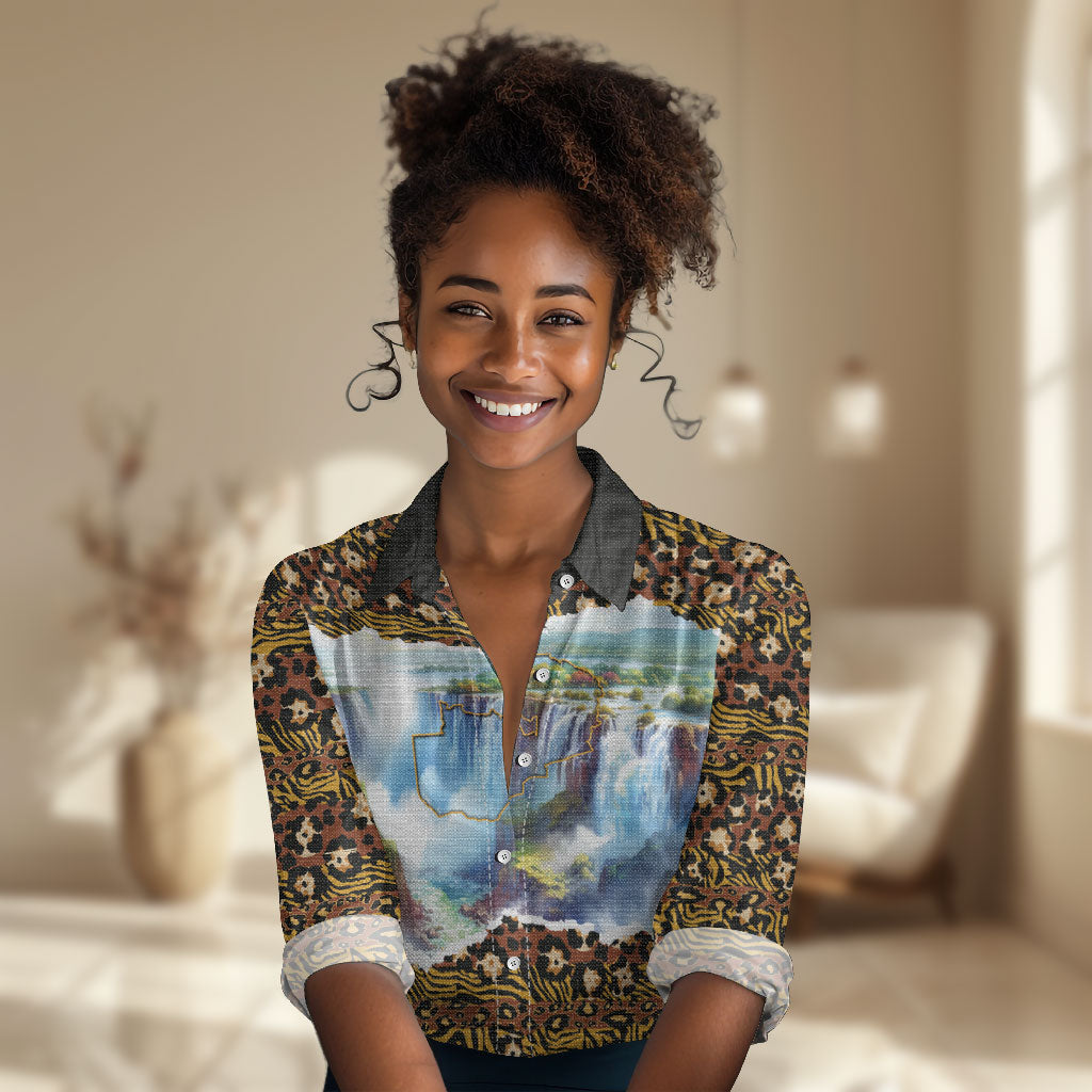 Zambian Heritage Independence 1964 Women Casual Shirt Traditional African Seamless Pattern
