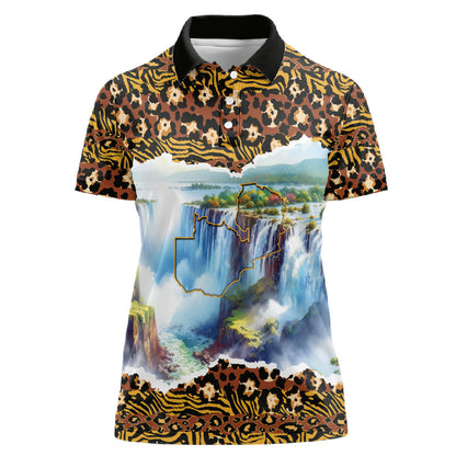 Zambian Heritage Independence 1964 Women Polo Shirt Traditional African Seamless Pattern