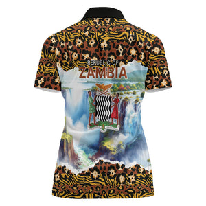 Zambian Heritage Independence 1964 Women Polo Shirt Traditional African Seamless Pattern