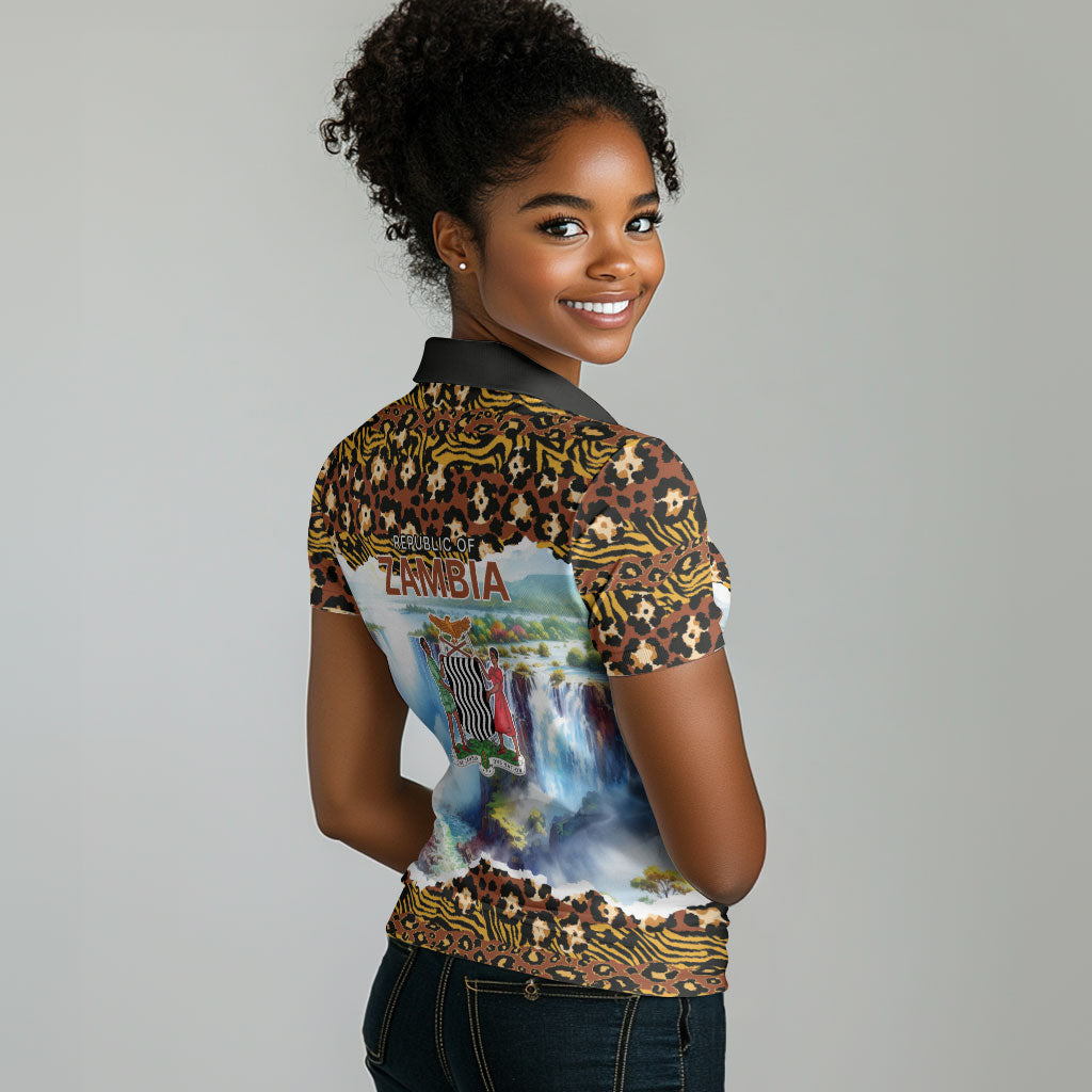 Zambian Heritage Independence 1964 Women Polo Shirt Traditional African Seamless Pattern