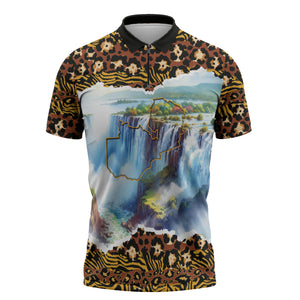 Zambian Heritage Independence 1964 Zipper Polo Shirt Traditional African Seamless Pattern