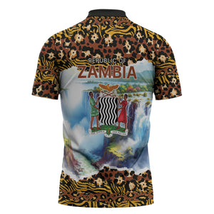 Zambian Heritage Independence 1964 Zipper Polo Shirt Traditional African Seamless Pattern