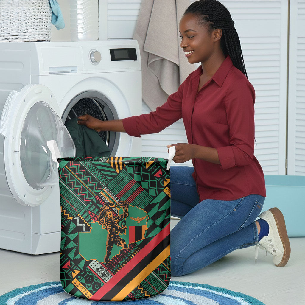 Zambia Victoria Falls Laundry Basket Indigenous Wild Animal Skins Tribal Patchwork